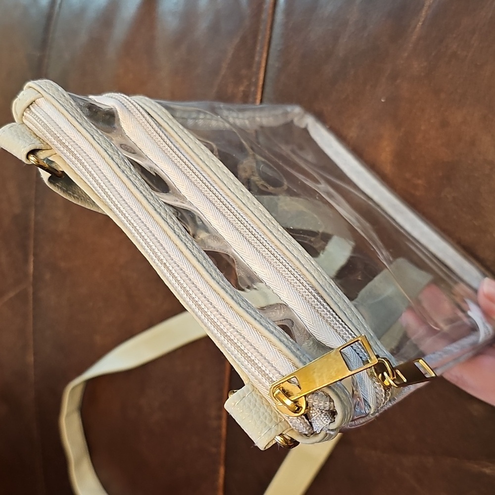 Clear Crossbody Purse with Adjustable Strap Gray Trim Stadium approved Event Bag - Picture 6 of 8